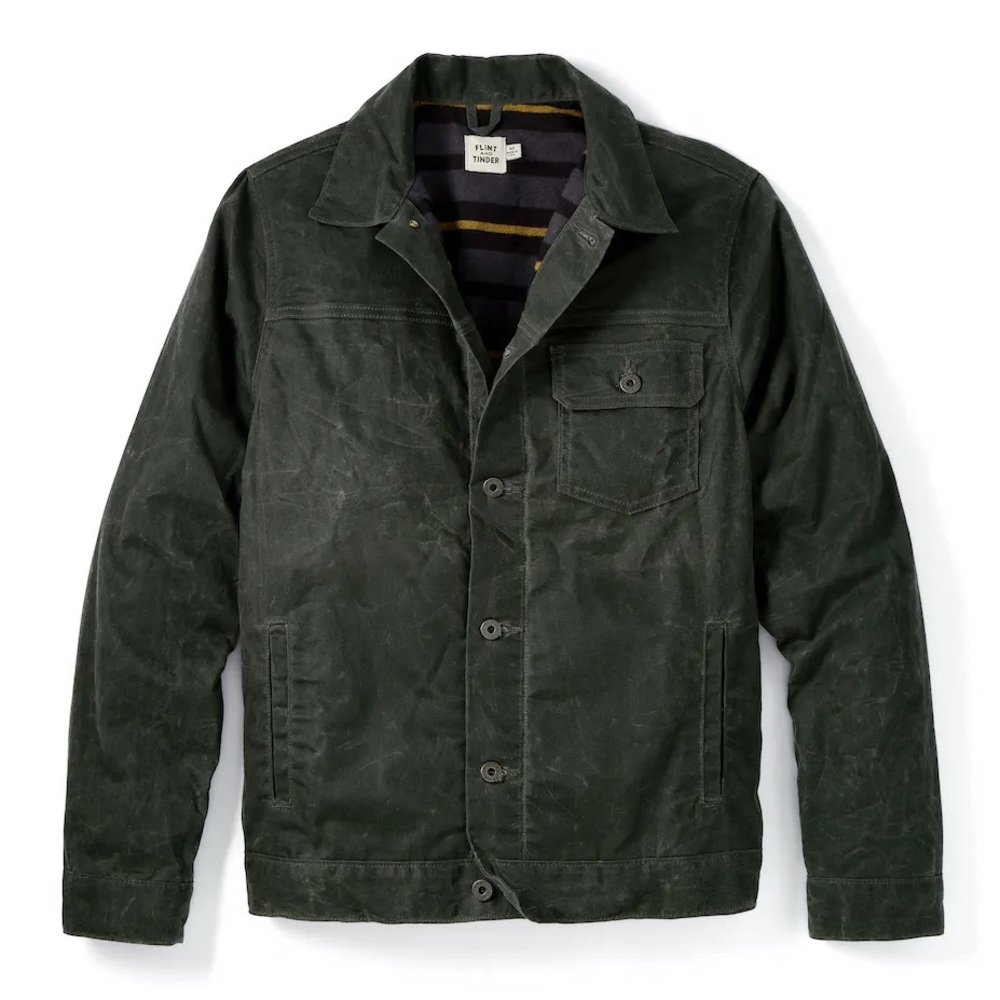 Huckberry Flannel-Lined Waxed Trucker Jacket